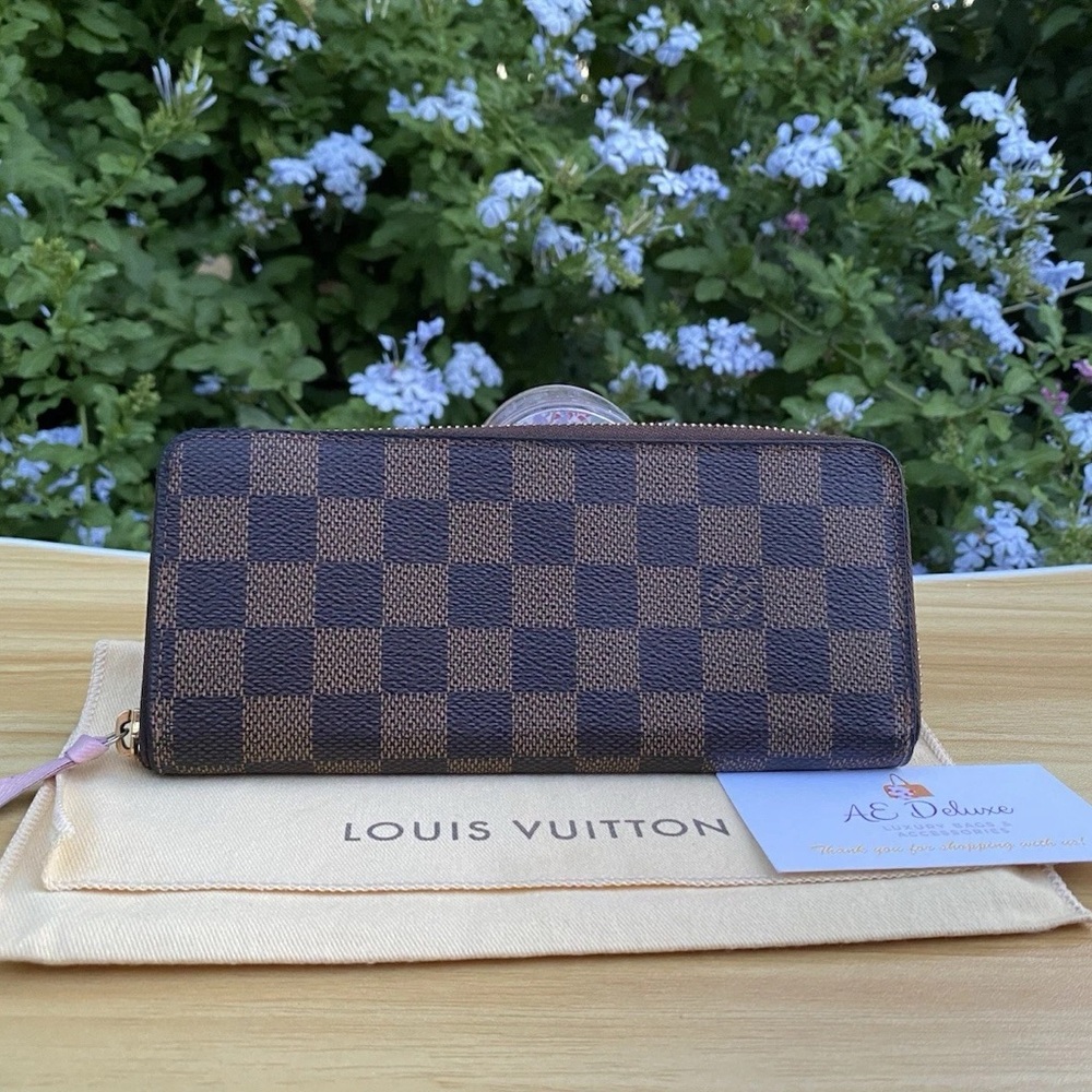 Louis Vuitton Clemence Damier Ebene Zippy Wallet (GI0118) + Dust Bag 🌸